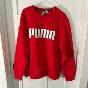 Puma Mens Red Logo Crewneck